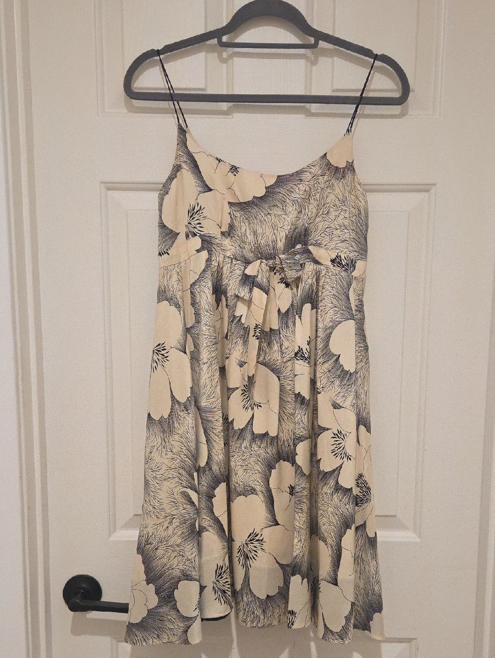 Cream & BLACK Floral Spaghetti Strap Sundress